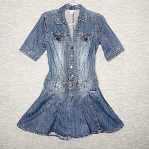 Mossimo Women's Blue denim Dress Size Medium Y2K 90s Grunge Fit Flare Jean S/M
